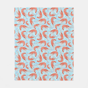 Shrimp Prawns Coral Ocean Bubbles Nautical Sea V2 Fleece Blanket