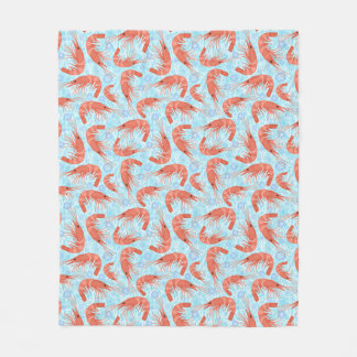 Shrimp Prawns Coral Ocean Bubbles Nautical Sea V2 Fleece Blanket