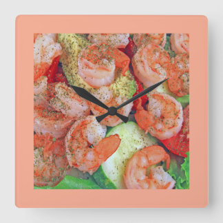 Shrimp Salad  Square Wall Clock
