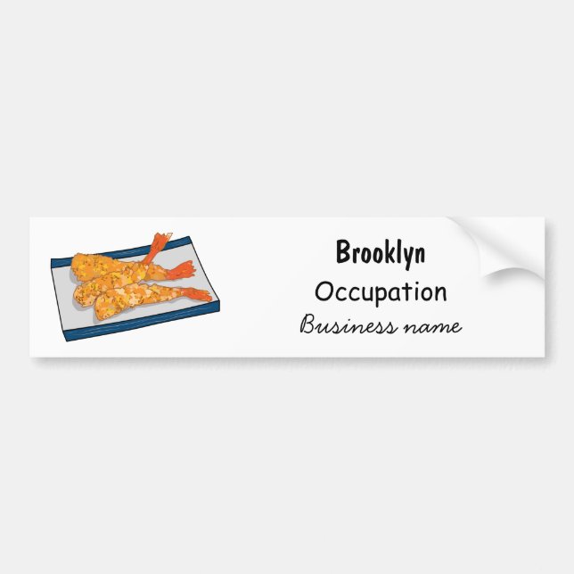 Shrimp tempura cartoon illustration bumper sticker (Front)