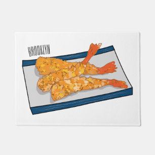 Shrimp tempura cartoon illustration doormat