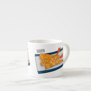 Shrimp tempura cartoon illustration espresso cup