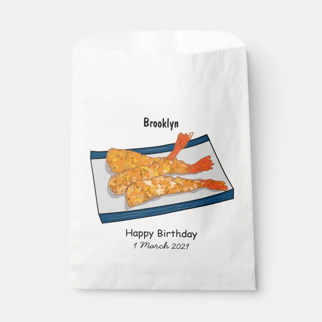 Shrimp tempura cartoon illustration favour bags (Front)