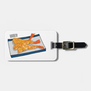 Shrimp tempura cartoon illustration luggage tag