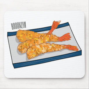 Shrimp tempura cartoon illustration mouse mat