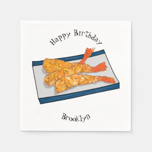 Shrimp tempura cartoon illustration napkin