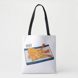 Shrimp tempura cartoon illustration tote bag