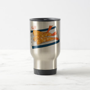 Shrimp tempura cartoon illustration travel mug