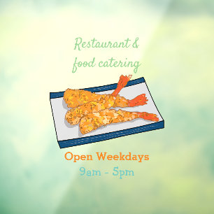Shrimp tempura cartoon illustration window cling