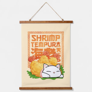 Shrimp Tempura Cat Hanging Tapestry