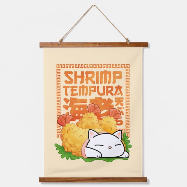 Shrimp Tempura Cat Hanging Tapestry (Front)