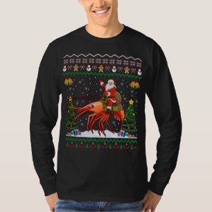 Shrimp Ugly Xmas Gift Santa Riding Shrimp Christma T-Shirt