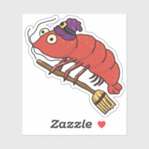 Shrimp Witch Riding a Broomstick for Halloween