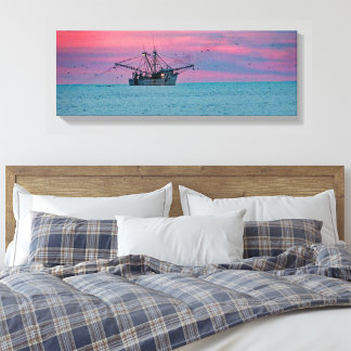 Shrimping at Sundown Canvas Print