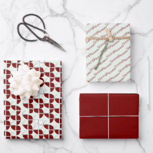 SHRIMPLY Adorable Nursery Retro Pattern Red White Wrapping Paper Sheet