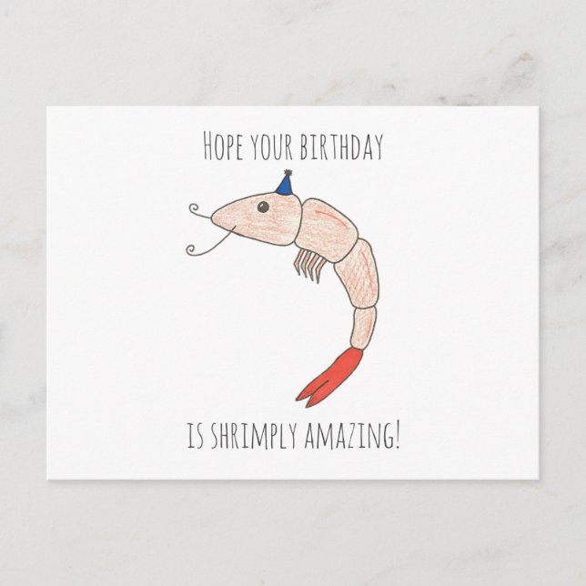 Shrimply Amazing Birthday Postcard (Front)