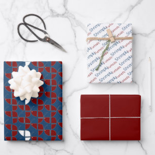 SHRIMPLY Funtastic Nursery Retro Red Blue Wrapping Paper Sheet