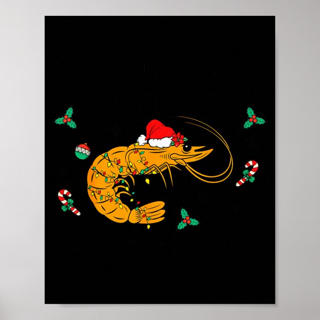 Shrimply Having A Wonderful Christmas Time Funny X Poster (Front)