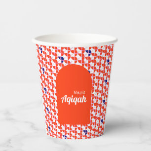 SHRIMPLY Orange White Aqiqah Baby Shower Paper Cups