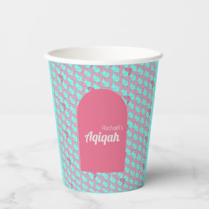 SHRIMPLY Pink Teal Aqiqah Baby Shower Paper Cups