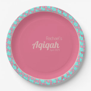 SHRIMPLY Pink Teal, Baby Girl Aqiqah Baby Shower Paper Plate