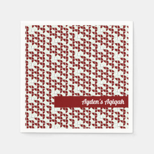 SHRIMPLY Red White Pattern, Aqiqah Baby Boy Shower Napkin