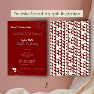 SHRIMPLY Retro Red White, Aqiqah Baby Shower Invitation