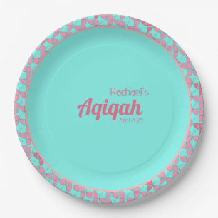 SHRIMPLY Teal Pink, Baby Girl Aqiqah Baby Shower Paper Plate
