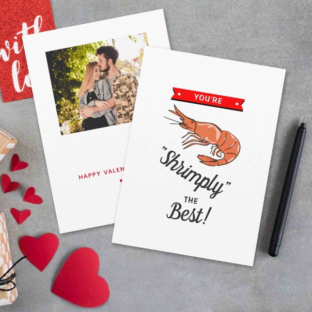"Shrimply The Best" Funny Whimsy Valentine's Day Holiday Card (Creator Uploaded)