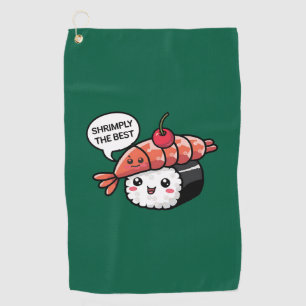 shrimply the best kawaii sushi golf towel