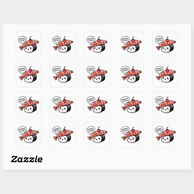 shrimply the best kawaii sushi square sticker (Sheet)
