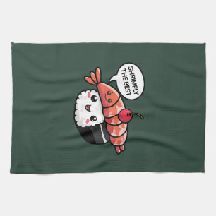 shrimply the best kawaii sushi tea towel