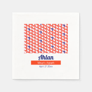 SHRIMPLY White Orange Pattern, Aqiqah Baby Shower Napkin