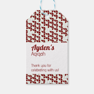 SHRIMPLY White Red Pattern, Aqiqah Baby Shower Gift Tags