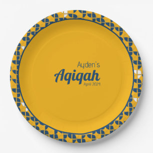 SHRIMPLY Yellow Blue, Aqiqah Baby Shower Paper Plate
