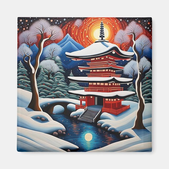 Shrine in winter 1 magnet (Front)