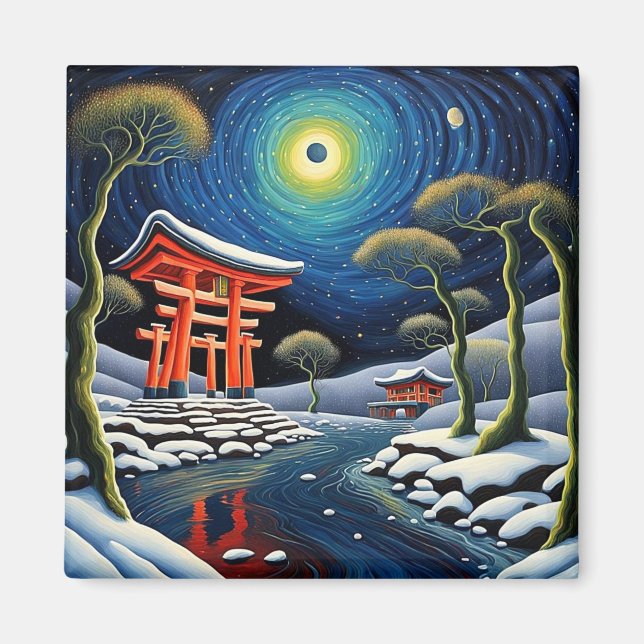Shrine in winter 2 magnet (Front)