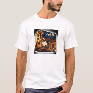 Shrine Night Cat T-Shirt Japanese Shrine Art