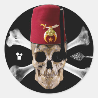 Shriner Masonic  Skull and Bones with Fez Classic Round Sticker