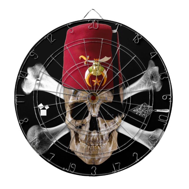Shriner Masonic  Skull and Bones with Fez Dartboard (Front)