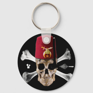 Shriner Masonic  Skull and Bones with Fez Key Ring
