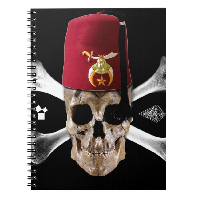 Shriner Masonic  Skull and Bones with Fez Notebook (Front)