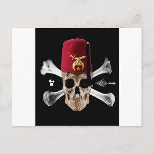 Shriner Masonic Skull and Bones with Fez Postcard