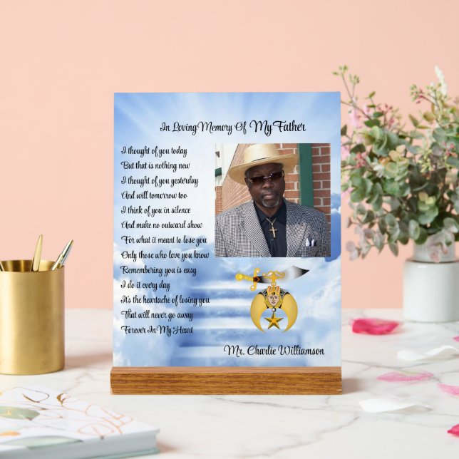 Shriners Mason Memorial Photo Acrylic Sign (Wedding)