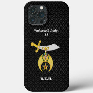 Shriners Symbol with Black Pattern Monogrammed iPhone 13 Pro Max Case
