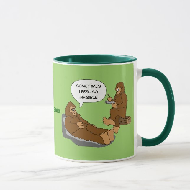 Shrink's Office Funny Sasquatch Cartoon Custom Mug (Right)