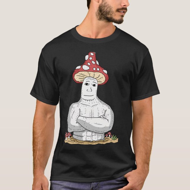 Shroomjack Mushroom Wojak. T-Shirt (Front)