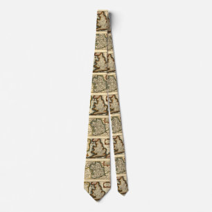 Shropshire County England Old Antiquarian Map Tie