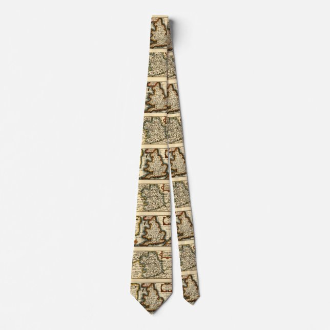 Shropshire County England Old Antiquarian Map Tie (Front)