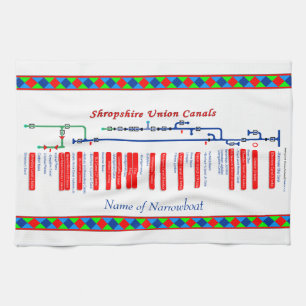 Shropshire Union Canal Route UK Waterways Red Tea Towel